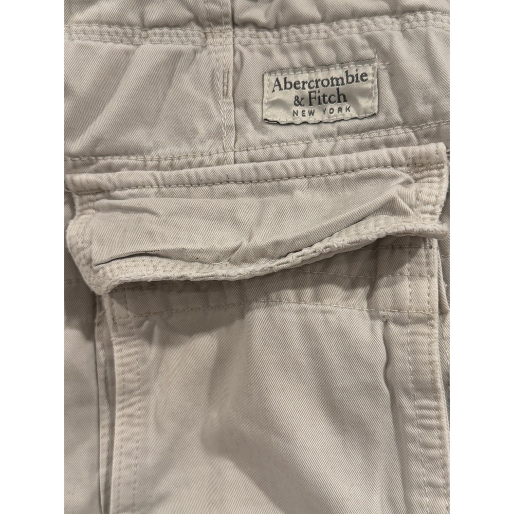 Abercrombie & Fitch Cargo Shorts Men 32 Beige Khaki Pocket Button Fly Drawstring - Picture 4 of 7
